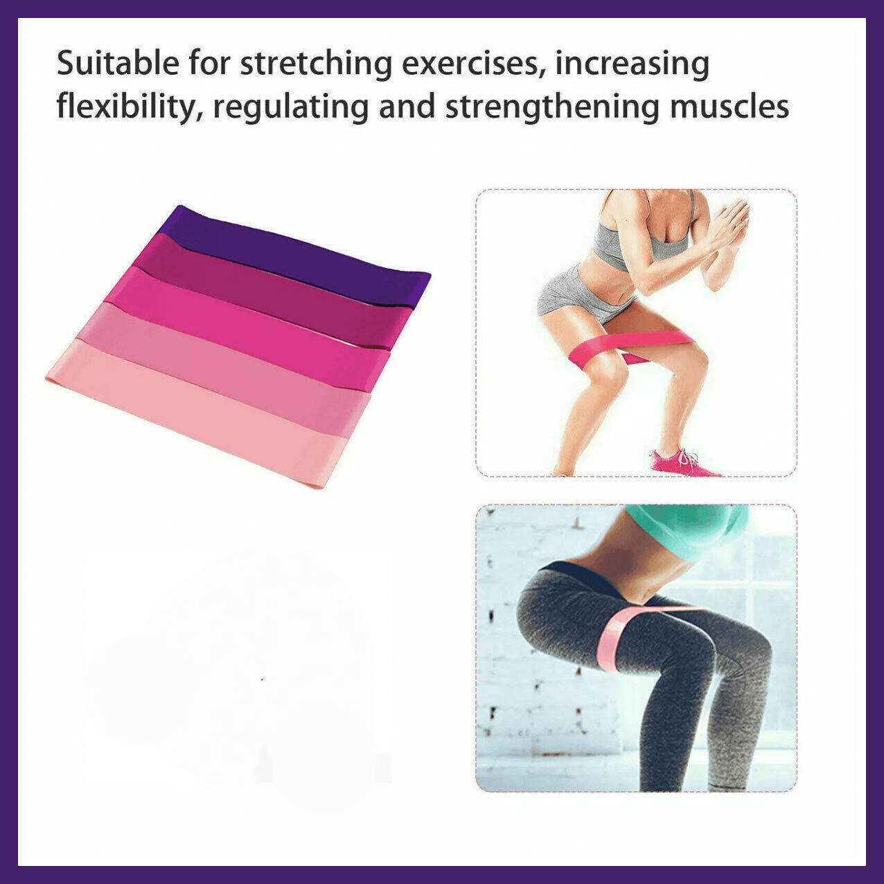 Exercise Resistance Bands Loop Power Strength Training Fitness Yoga Pilates Gym - Pink (600*50*0.5MM).