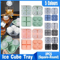 2PCS Silicone Ice Cube Tray Round and Square Ice Ball Maker for Whiskey Cocktails - Green