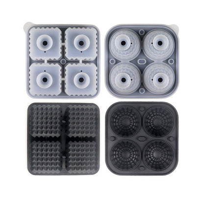 2PCS Silicone Ice Cube Tray Round and Square Ice Ball Maker for Whiskey Cocktails - Green