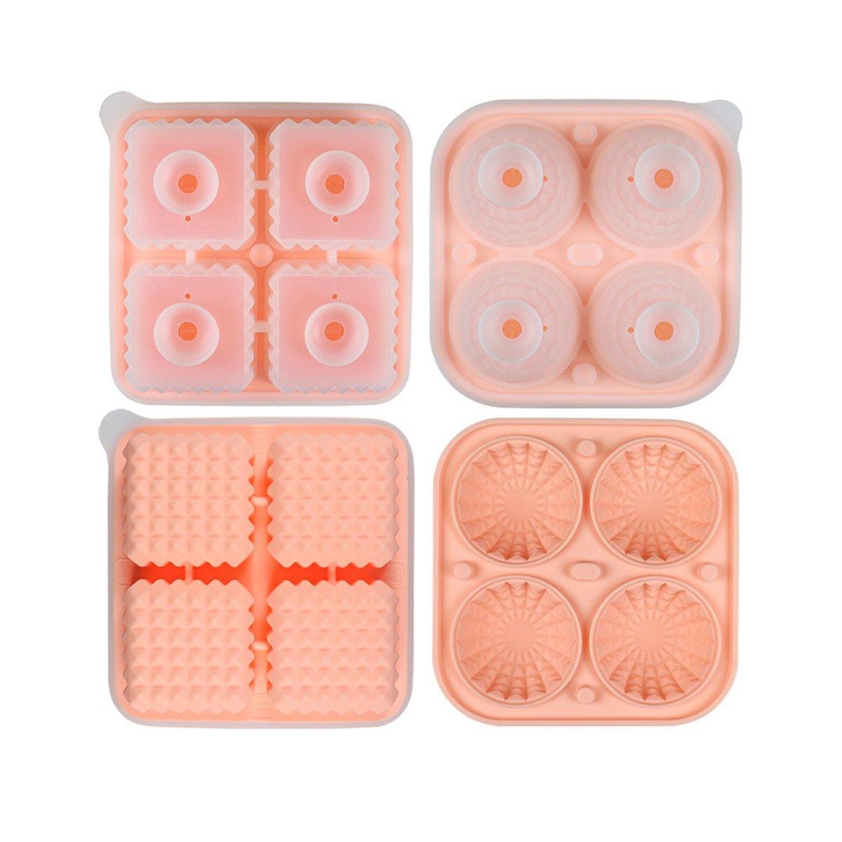 2PCS Silicone Ice Cube Tray Round and Square Ice Ball Maker for Whiskey Cocktails - Green