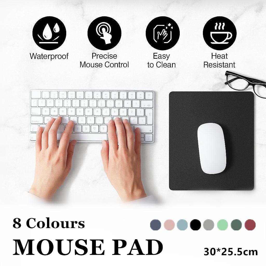 Leather Mouse Pad 30x25.5cm Waterproof Gaming Desk Mat Anti Slip Rubber Mousepad - Light Blue.