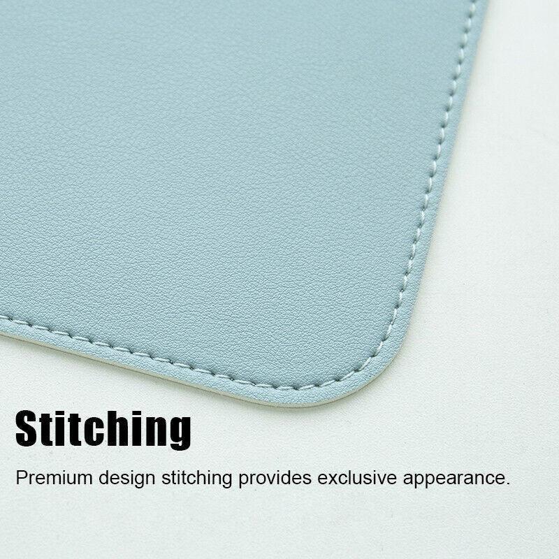Leather Mouse Pad 30x25.5cm Waterproof Gaming Desk Mat Anti Slip Rubber Mousepad - Light Blue.