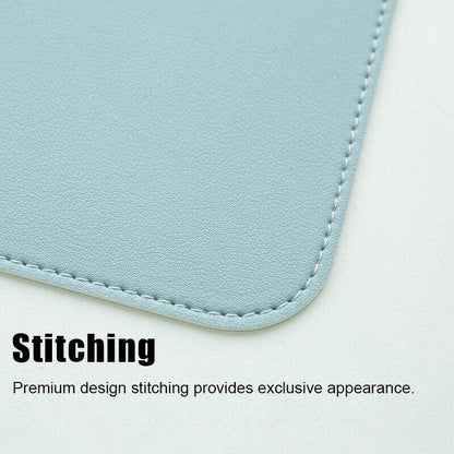 Leather Mouse Pad 30x25.5cm Waterproof Gaming Desk Mat Anti Slip Rubber Mousepad - Light Blue.