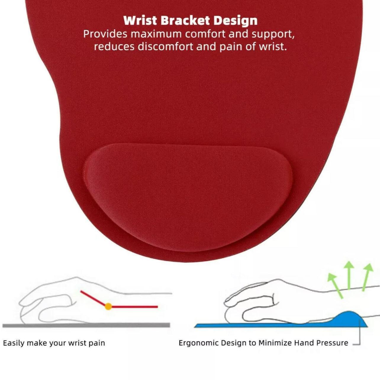 Comfort Mouse Pad with Built In Wrist Support Non Slip Ergonomic Mice Mat - Orange.