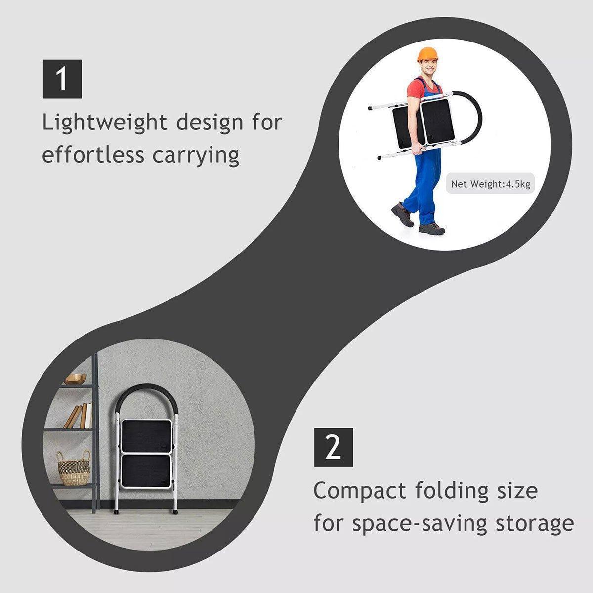 Folding Portable Multi Step Ladder with Handrail Household A Type Iron Ladder.