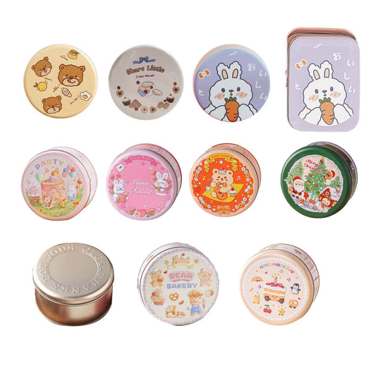 10PCS Cookie Tin Box Metal Biscuit Gift Box Candy Packaging Dragon Year Baking - Bread Bear (bump)