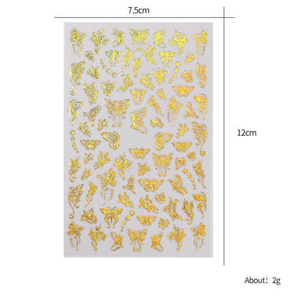 3D Nail Butterfly Design Sticker Decor Decal Holographic Laser Nail Art Sticker - Silver L-01