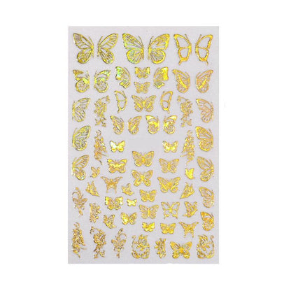 3D Nail Butterfly Design Sticker Decor Decal Holographic Laser Nail Art Sticker - Silver L-01