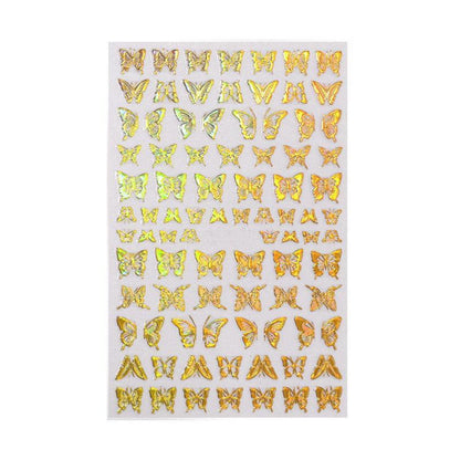 3D Nail Butterfly Design Sticker Decor Decal Holographic Laser Nail Art Sticker - Silver L-01