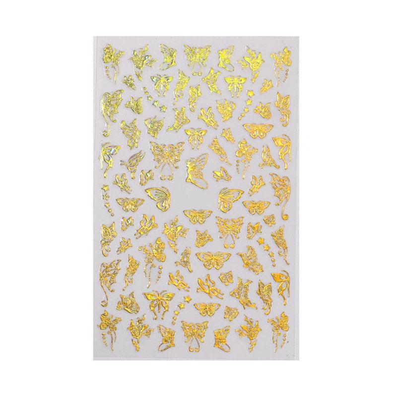 3D Nail Butterfly Design Sticker Decor Decal Holographic Laser Nail Art Sticker - Silver L-01