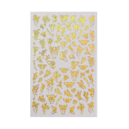 3D Nail Butterfly Design Sticker Decor Decal Holographic Laser Nail Art Sticker - Silver L-01