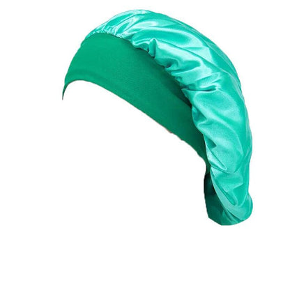 Sleeping Bonnet Hair Wrap Silk Satin Cap Women Elastic Night Soft Hat Headwear - Light Blue