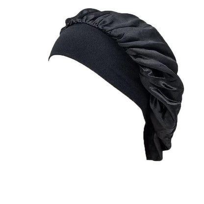 Sleeping Bonnet Hair Wrap Silk Satin Cap Women Elastic Night Soft Hat Headwear - Light Blue