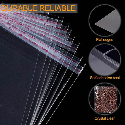 100Pcs Self-Adhesive Clear Opp Cellophane Bags with Air Hole - 6*6+2cm.