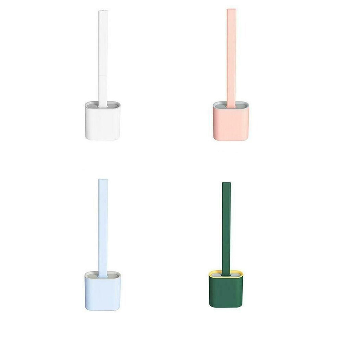 TPR Toilet Brush Set Silicone-Like Head with Holder Wall Mounted Detachable Handle - Black * 1 Unit