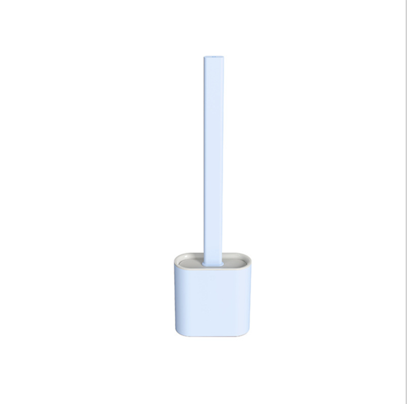 TPR Toilet Brush Set Silicone-Like Head with Holder Wall Mounted Detachable Handle - Black * 1 Unit