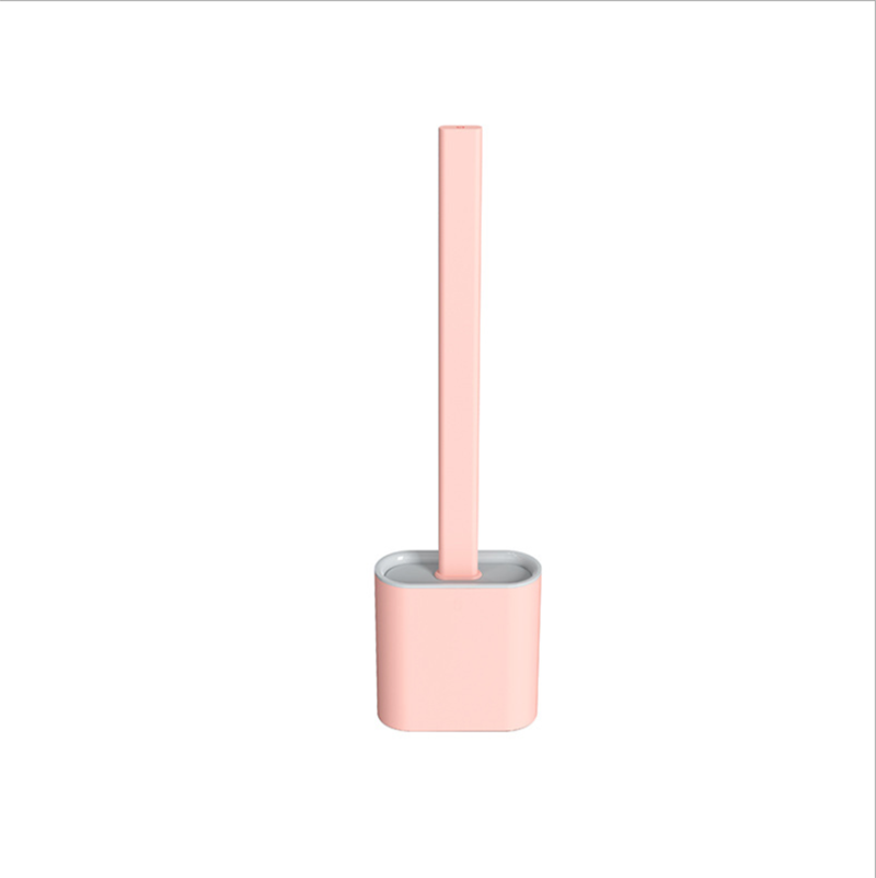 TPR Toilet Brush Set Silicone-Like Head with Holder Wall Mounted Detachable Handle - Black * 1 Unit