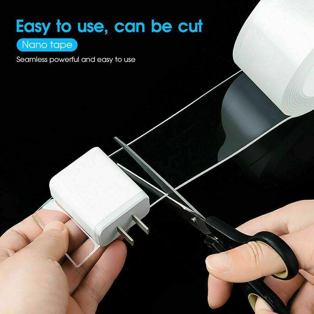 Double Sided Nano Tape Transparent Reusable Adhesive Gel Grip for Home Office - 3cm*1m*1mm (1 Unit).