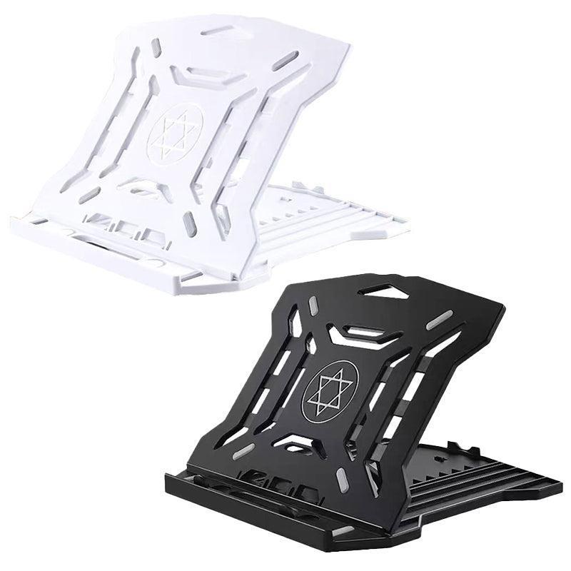 Adjustable Laptop Stand with 360-Degree Base for Desk Riser Home Office Holder - White.