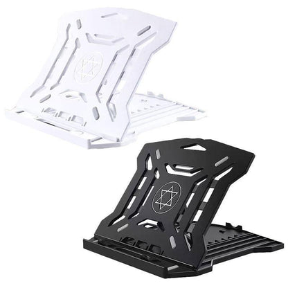 Adjustable Laptop Stand with 360-Degree Base for Desk Riser Home Office Holder - White.