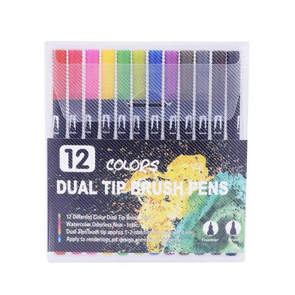 12-120 Watercolor Brush Pen Set Artist Sketch Marker - White-36 Colours