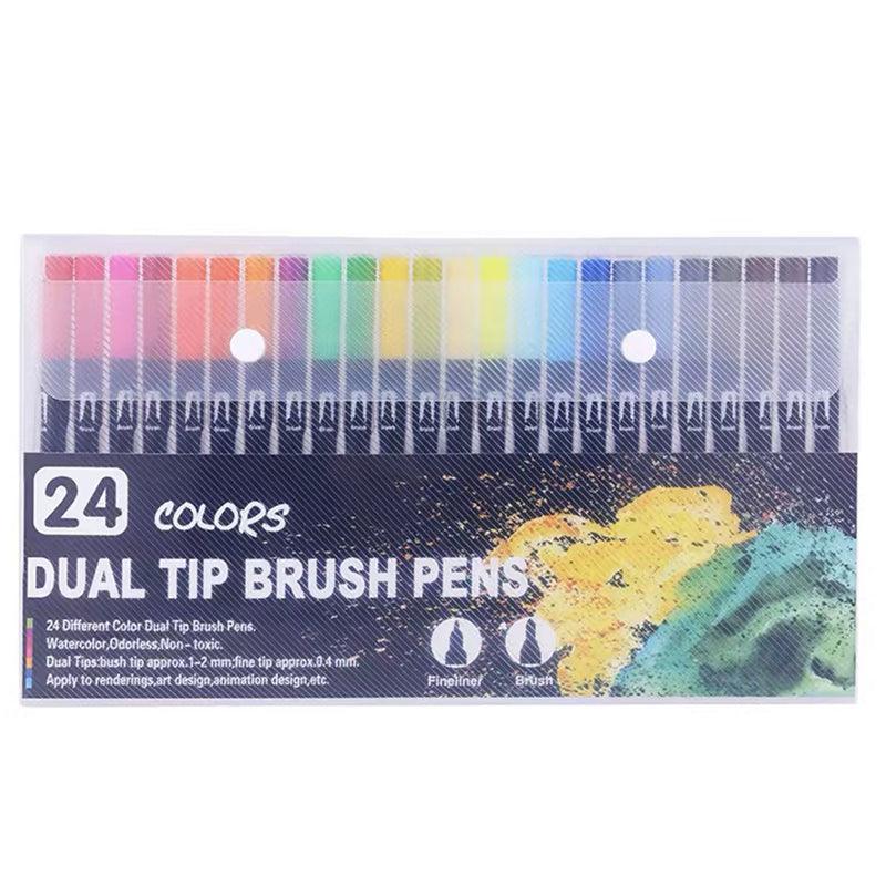 12-120 Watercolor Brush Pen Set Artist Sketch Marker - White-36 Colours