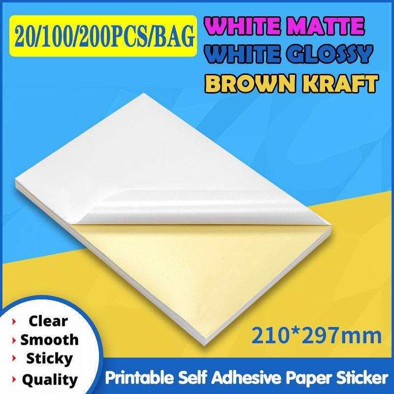 A4 Self Adhesive Sticker Paper Sheet Label Laser Inkjet Print Mailing Address - Brown Kraft*100 PCS.