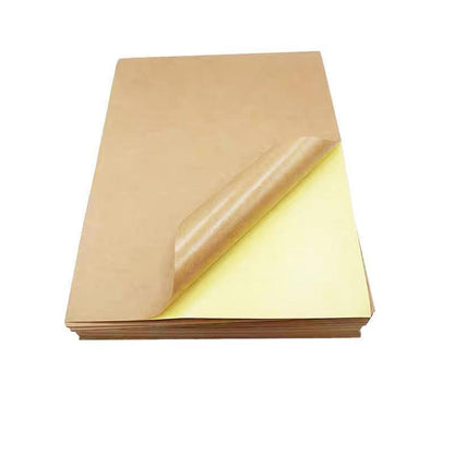 A4 Self Adhesive Sticker Paper Sheet Label Laser Inkjet Print Mailing Address - Brown Kraft*100 PCS.