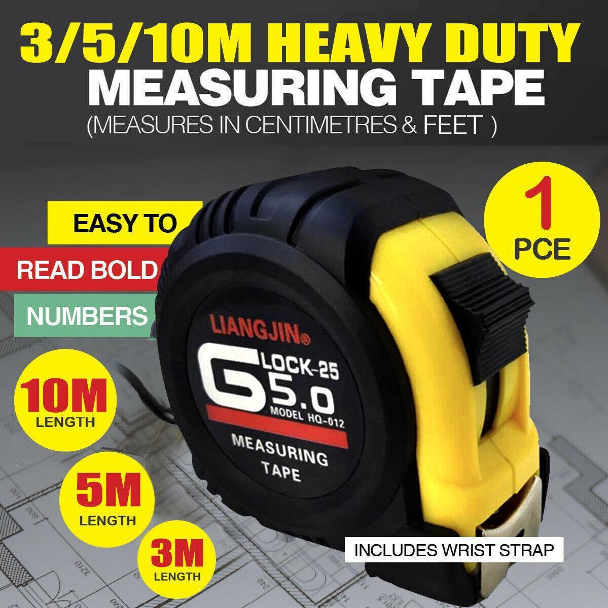 Steel Measuring Tape with Lock Rubber Grip Metric and Inch Ruler 3M 5M 10M - 3M.