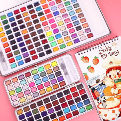 12-90 Watercolour Paint Set With Brush Painting Water Colour Kits - 12 Colours