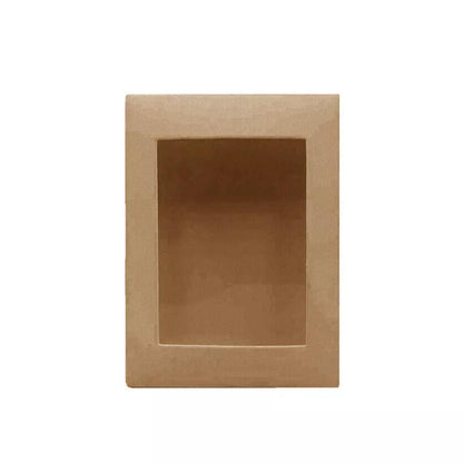 50PCS Kraft Paper Gift Boxes with PVC Window White Black Bakery Packaging Carton - S.