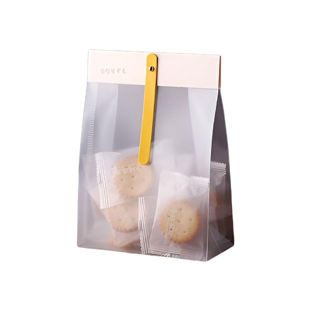 50pcs Transparent Snack Bags Biscuit Candy Bags Resealable Food Packaging - Pink