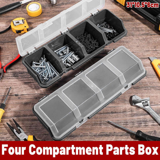 Plastic Screw Parts Storage Box Small Hardware Organizer Case with Four Grids.