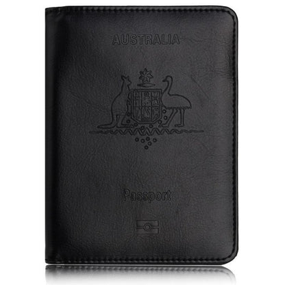 RFID Passport Holder Slim Leather Travel Wallet ID Card Cover Case for Men Women - Rose Red