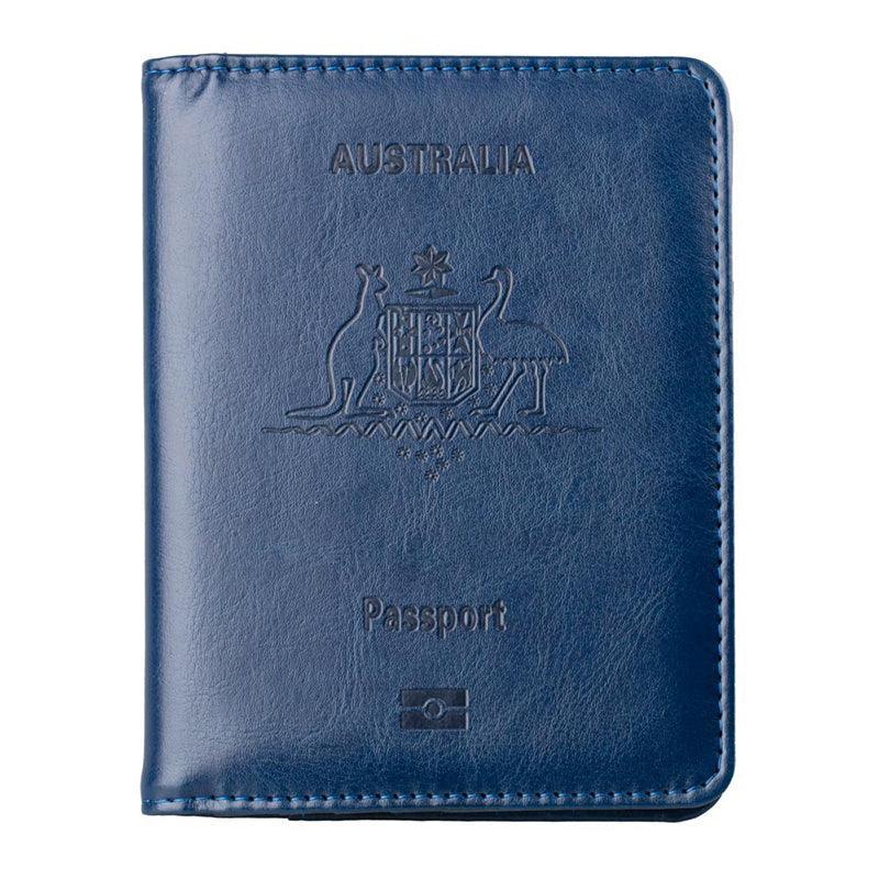 RFID Passport Holder Slim Leather Travel Wallet ID Card Cover Case for Men Women - Rose Red