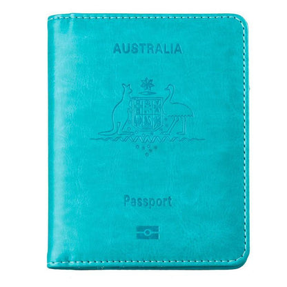 RFID Passport Holder Slim Leather Travel Wallet ID Card Cover Case for Men Women - Rose Red