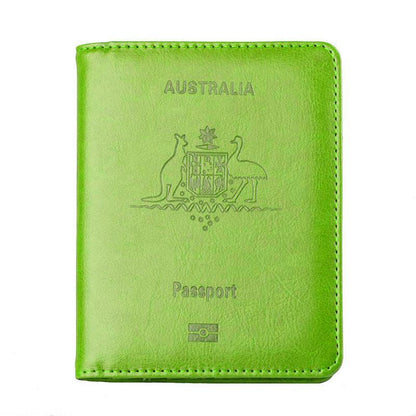 RFID Passport Holder Slim Leather Travel Wallet ID Card Cover Case for Men Women - Rose Red