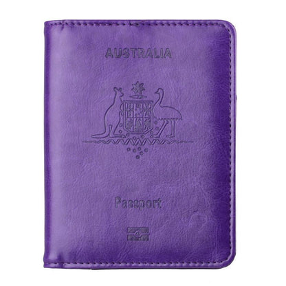 RFID Passport Holder Slim Leather Travel Wallet ID Card Cover Case for Men Women - Rose Red