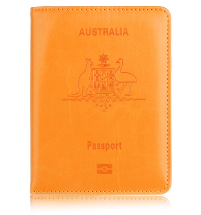 RFID Passport Holder Slim Leather Travel Wallet ID Card Cover Case for Men Women - Rose Red