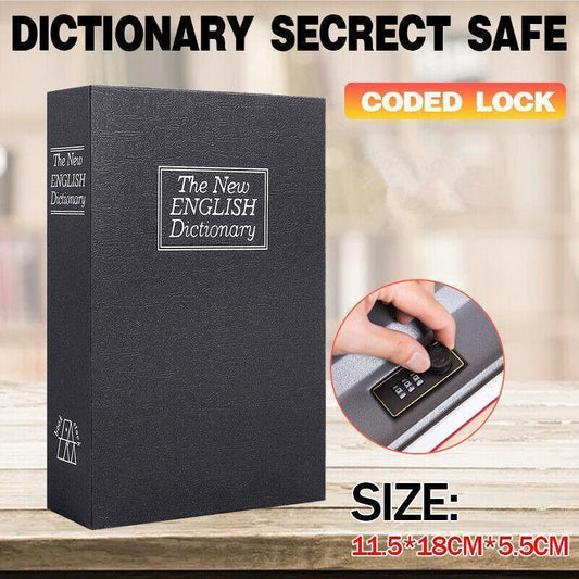 Dictionary Book Safe with Coded Lock Hidden Security Box for Money and Valuables.