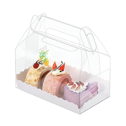 25pcs Transparent Portable Baking Box for Lasagna Mousse Cake Western Point Food - M(Round Holle Tray)