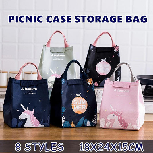 Portable Insulated Thermal Lunch Box Carry Tote Picnic Case Storage Bag 18x24x15cm - E01 (18x24x15cm).
