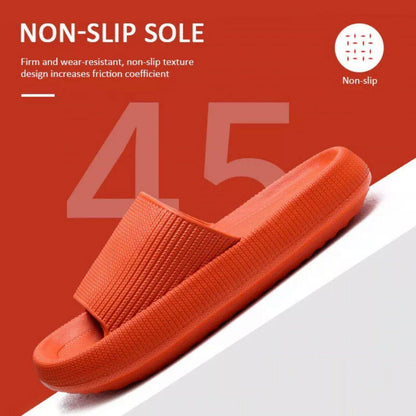 Ultra-Soft Pillow Slides EVA Slippers for Indoor Outdoor Use – Thick Anti-Slip Sole - Black 40-41
