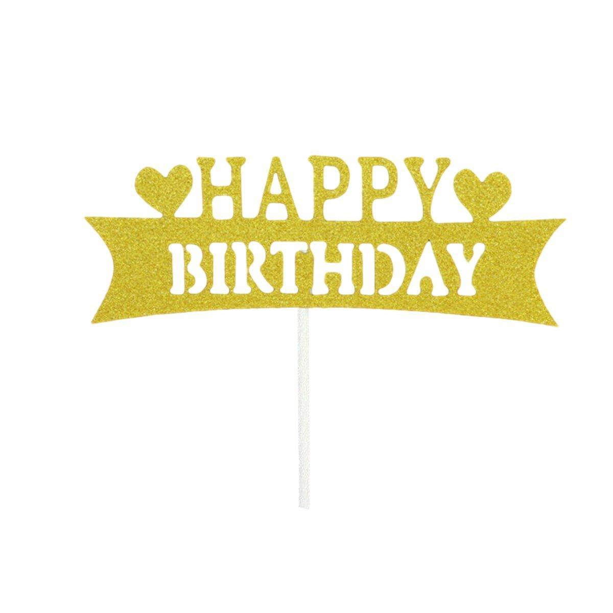 Happy Birthday Cake Topper Colour Printed Acrylic Party Decorations - Silver-Happy Birthday