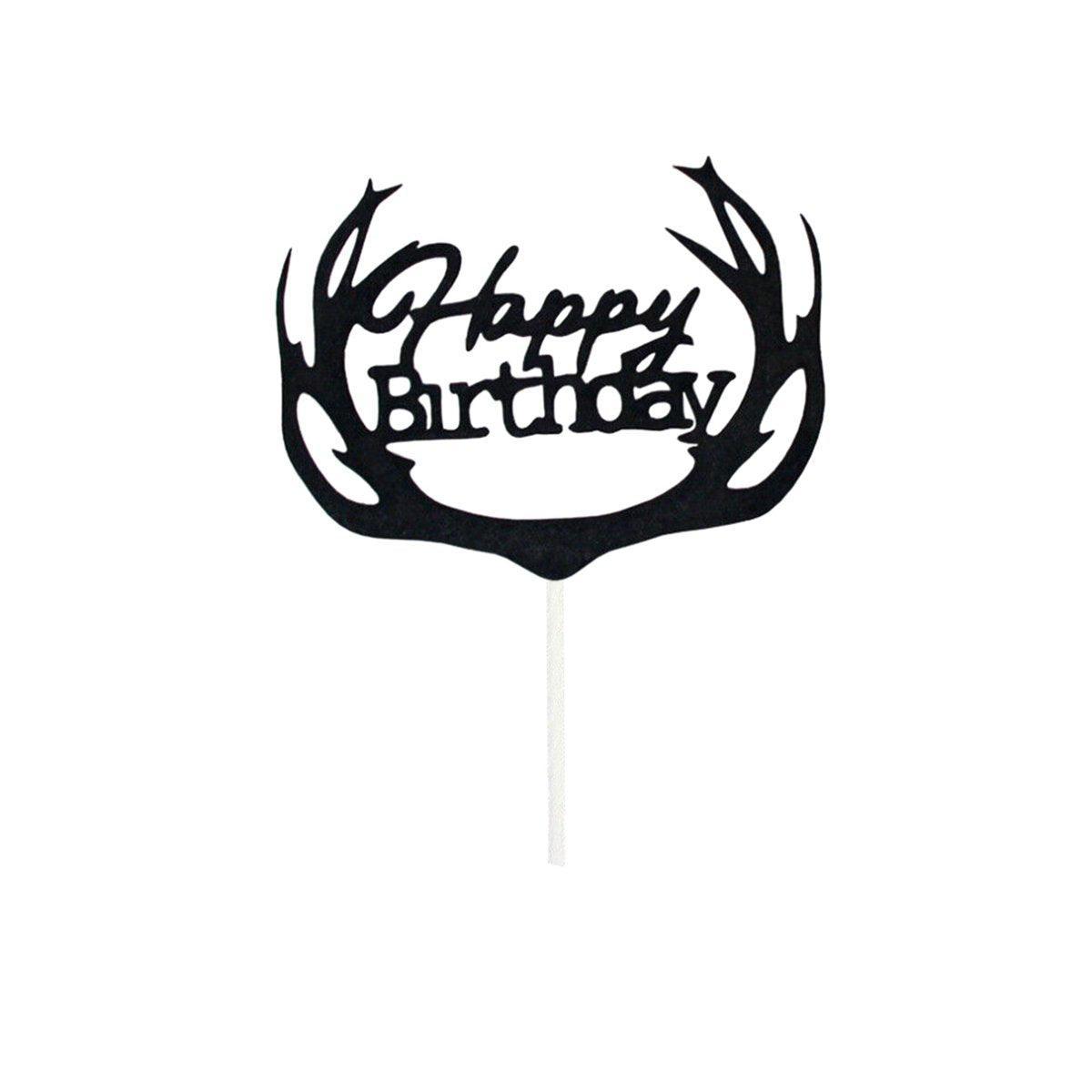 Happy Birthday Cake Topper Colour Printed Acrylic Party Decorations - Silver-Happy Birthday