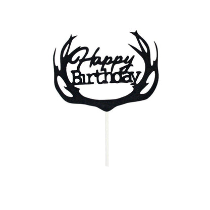 Happy Birthday Cake Topper Colour Printed Acrylic Party Decorations - Silver-Happy Birthday