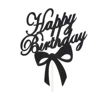 Happy Birthday Cake Topper Colour Printed Acrylic Party Decorations - Silver-Happy Birthday