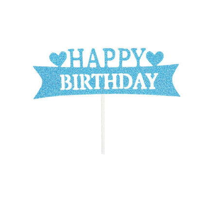 Happy Birthday Cake Topper Colour Printed Acrylic Party Decorations - Silver-Happy Birthday