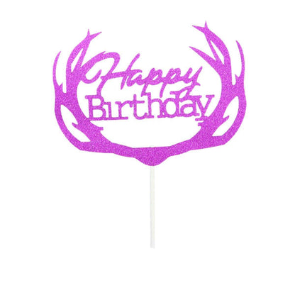 Happy Birthday Cake Topper Colour Printed Acrylic Party Decorations - Silver-Happy Birthday