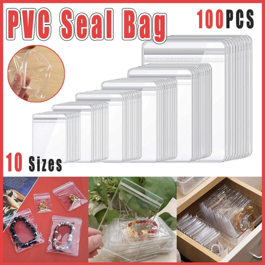 100pcs PVC Self-Sealing Jewelry Bags Anti-Oxidation Storage Dustproof Bags - 7*10cm.